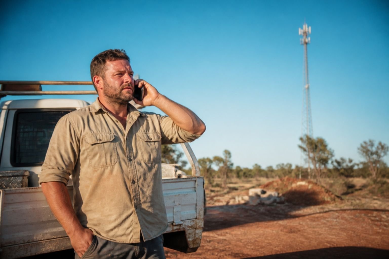 Tradesperson on a mobile phone